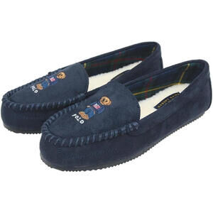POLO RALPH LAUREN Women's Dezi Bear Memory Foam Slipper Navy Blue 10 NEW w/Box